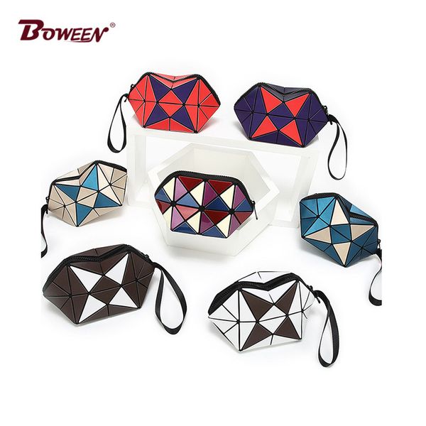 

portable foldable ladies cosmetic bag women makeup bag zipper geometric make up travel pouch fashion small cosmetic clutch