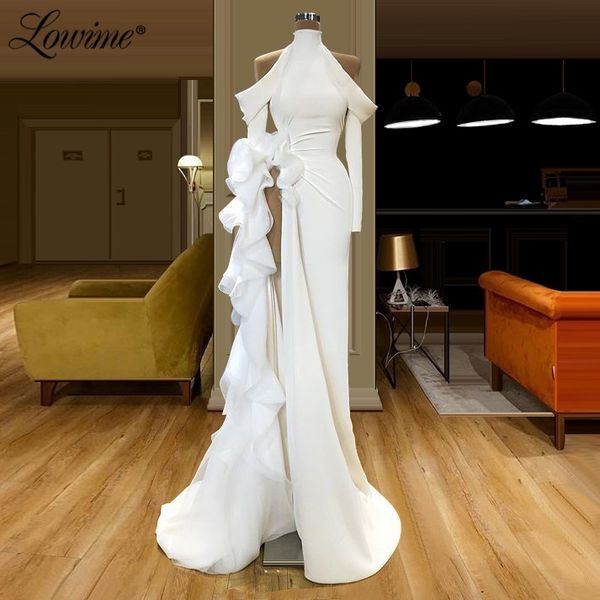 

long sleeves mermaid evening dress high split side white party gowns 2020 saudi arabia prom dresses vestidos de fiesta de noche, White;black