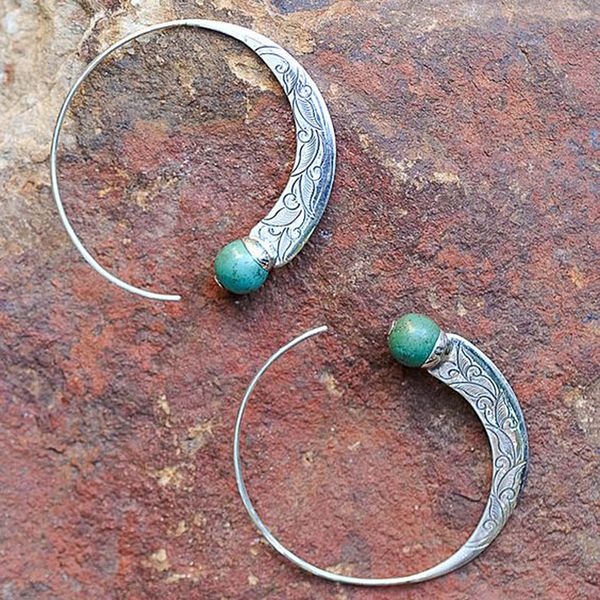 

bohemian drop earrings for women jewelry ethnic brincos carved vintage retro silver color spiral nationality earrings o5j657, Golden;silver