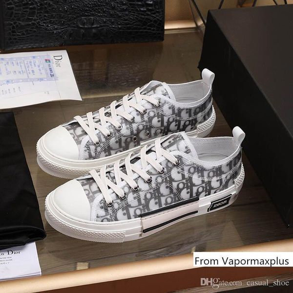 

B23 oblique flower men de igner luxury ca ual tran parent leather brand trainer lei ure hoe du t bag