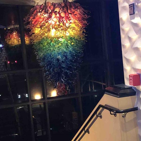 

l application hand blown glass ceiling lamp gradually color big luxury villa stained glass chandelier lights