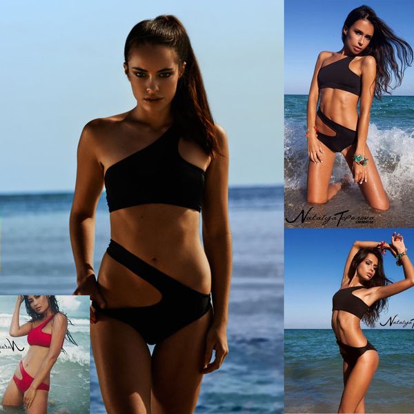 

european and american wild black split ladies swimwear swimsuit glamour bikini 1531, White;black