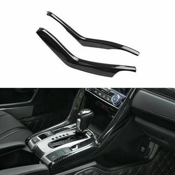 

new2pcs carbon fiber gear shift stripe panel cover trim for civic 10th 2016-2019