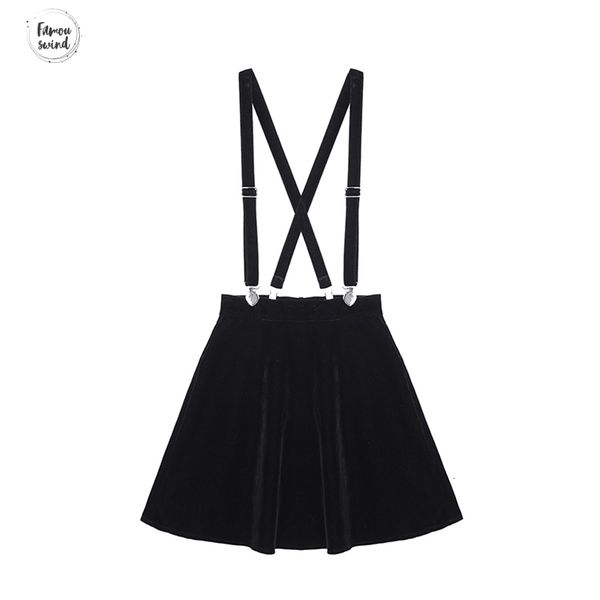 

новой мода юбка женской панк harajuku velvet клип ремень юбка женская дама мини юбка черной хорошее качество drop доставка, Black