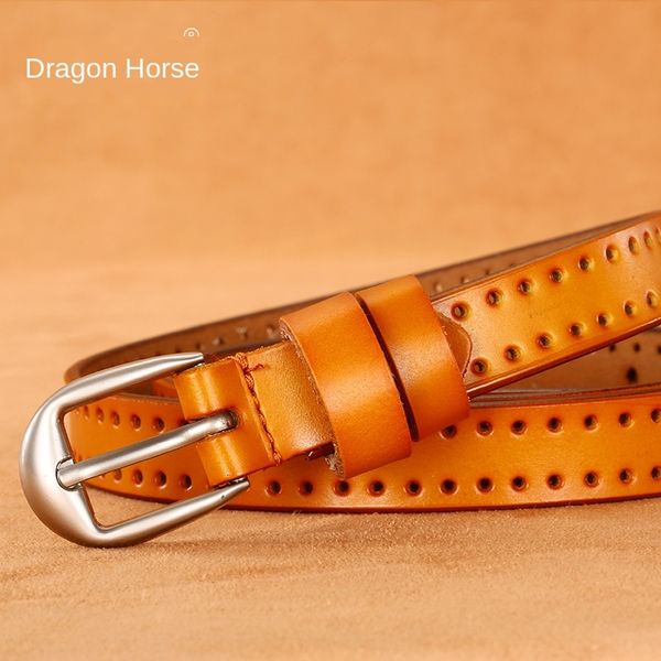 

leather punching hollow cowhide buckle all-match women's pin leather punching hollow cowhide pin buckle belt all-match belt women, Black;brown