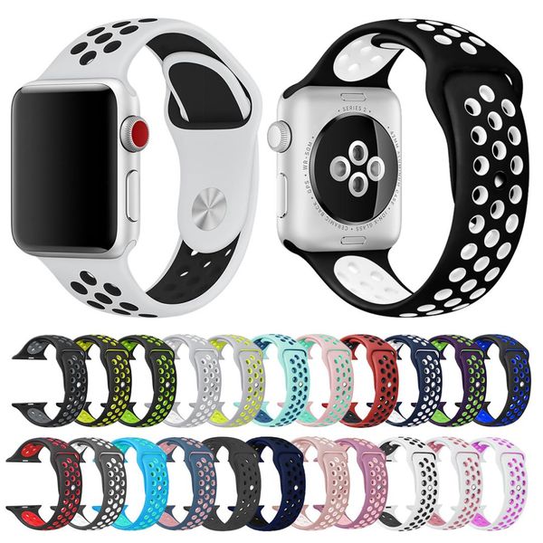 

soft silicone replacement wristband series 4 1 2 3 breathable hole iwatch band 42mm iwatch band 38mm strap, Black;brown