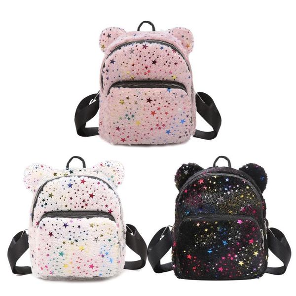 

backpacks wear-resistant girls sequins cute ear backpack star glitter school shoulder bag travel knapsack