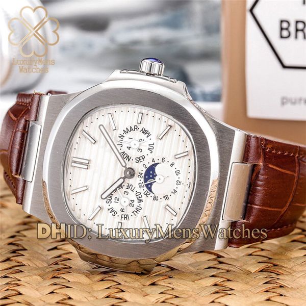 

classic mens designer watches 316l stainless steel case mechanical automatic movement watch import cowhide leather strap montre de luxe, Slivery;brown