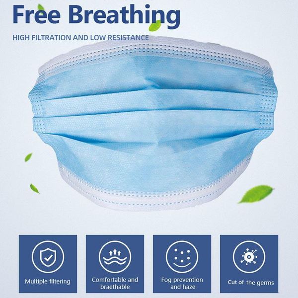 

in-stock disposable face masks 3-layers disposable civilian masks dustproof non-woven fabric plus meltblown cloth masks 31