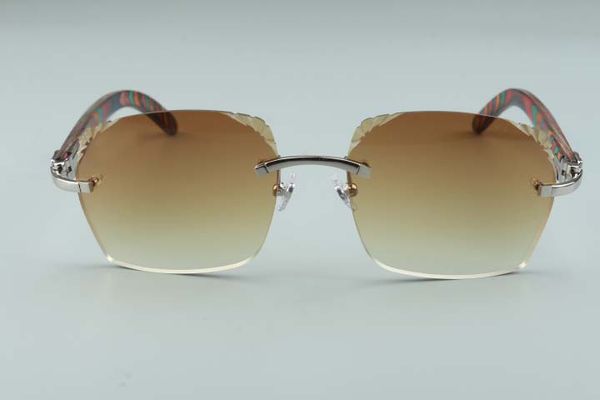 

2020 fashion high-end cut lenses peacock natural wood sticks sunglasses 8300916-3 glasses, size:58-18-135mm, White;black