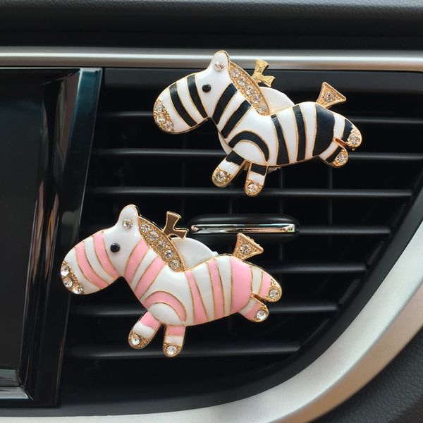 

car ornament air conditioner outlet clip air freshener in car decor diamond cute zebra auto interior aroma fragrance diffuser