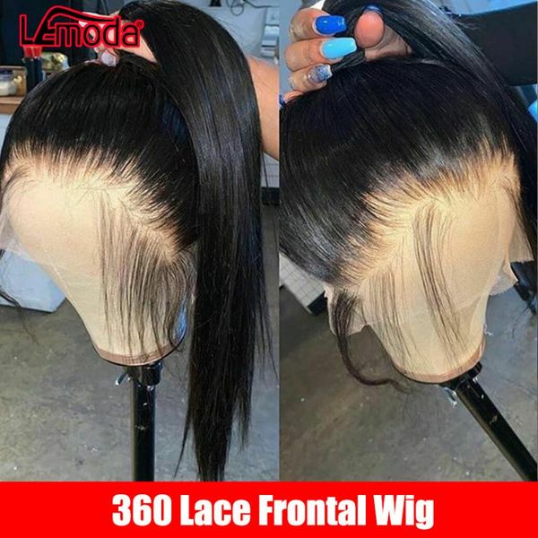 

brazilian 360 lace frontal wig straight lace front human hair wigs pre plucked with baby hair remy 150% 360 wig human, Black;brown