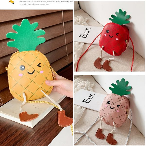 

girls korean style all-match messenger cartoon fruit small square bag pineapple fruit mini coin purse shopping small square bag