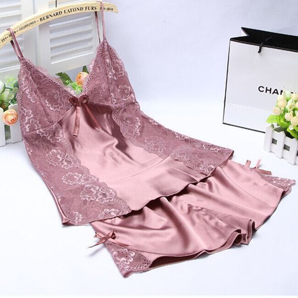 

шелковые пижамы женское бельё сатин шелк пижама наборы втулки набор женщин глубокий v шеи sexy спагетти ремень шорты sleepwear для женщин, Black;red