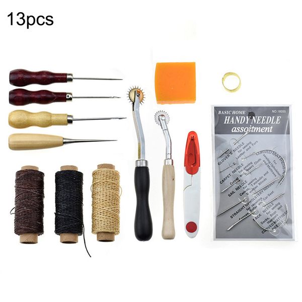 

13pcs leather craft tool leather sewing tools kit diy hand stitching tools for sewing canvas, Black