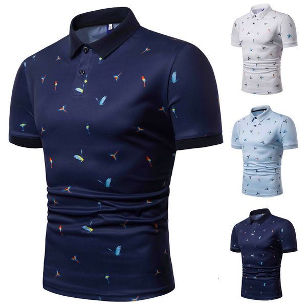 

the new summer 2019 short sleeves printed fashion contracted bird man short sleeves, White;black