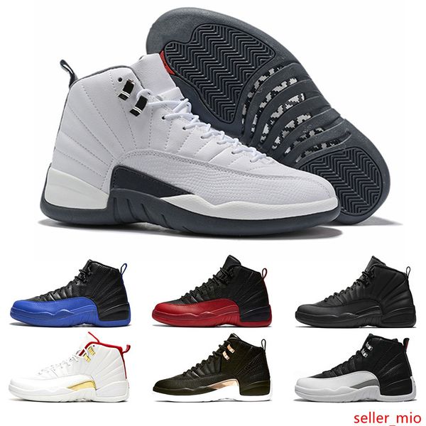 

new arrival 12 men basketball shoes 12s midnight black fiba white grey reverse taxi game royal flu game mens trainer sports sneakers