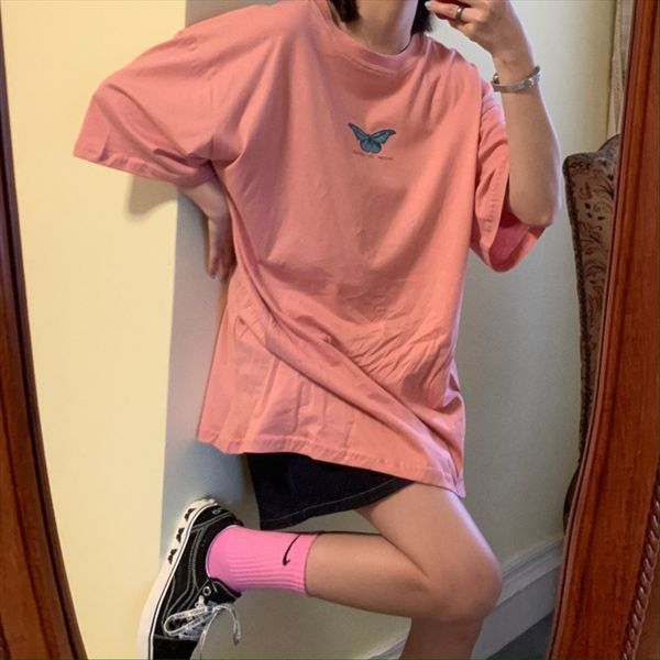 

halogen lulu butterfly short-sleeved women's 2020 loose pink halogen lulu butterfly short-sleeved women's 2020 t- shirt loose pink, White
