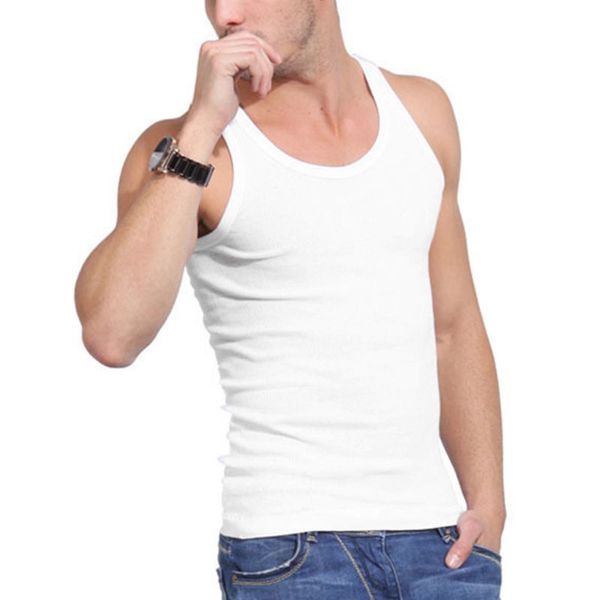 

summer mens sleeveless vest stringer tank casual sports vests shirts simple solid color tank, White;black