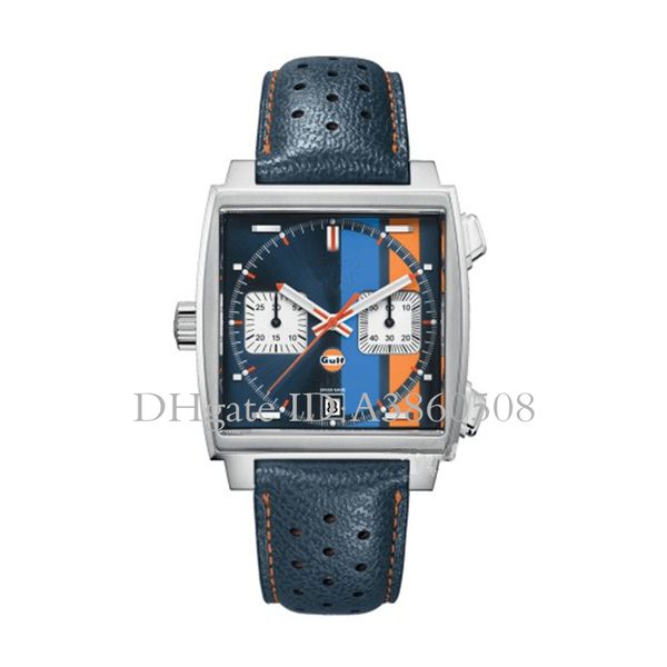 

Luxury vk chronograph quartz watch for men tainle teel wri twatch leather trap men monaco port watche, Slivery;brown