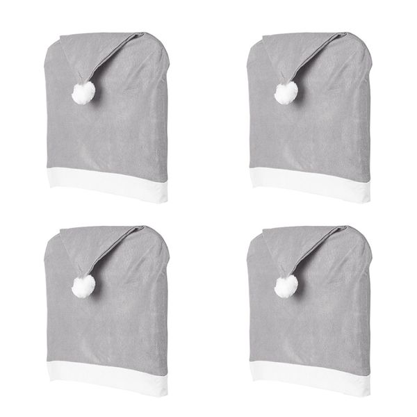 

4 pcs set christmas chair decoration gray non-woven big hat chair cover stool set home decorations for christmas new year decora