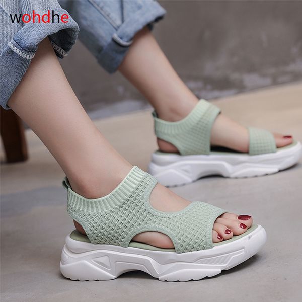 

wohdhe casual sneakers women sandals elastic fabric breathable platform women summer beach sandals 2020 female shoes, Black