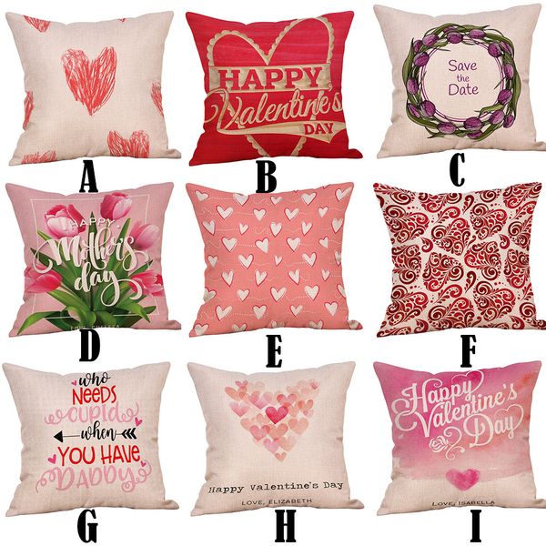 

happy valentine's day throw pillow case sweet pink love square pillow cover home pillowcases 45cm x 45cm a30307