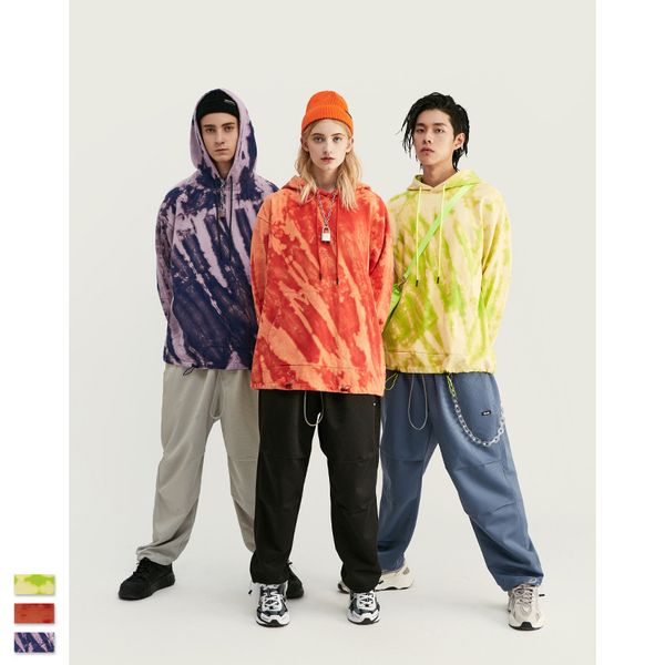 

men's hoodies & sweatshirts vimass spring 2021 trendy street personality irregular tie dye loose cotton men, Black