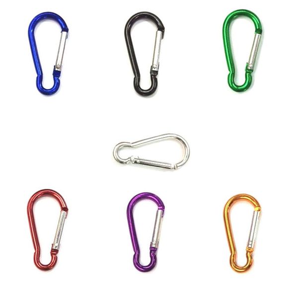 200 teile/los Metall Schlüsselbund Aluminium Klettern Haken Clip Snap Schlüssel Ring Camping Sport Schlüssel Kette Zubehör DIY Schmuck Machen Großhandel