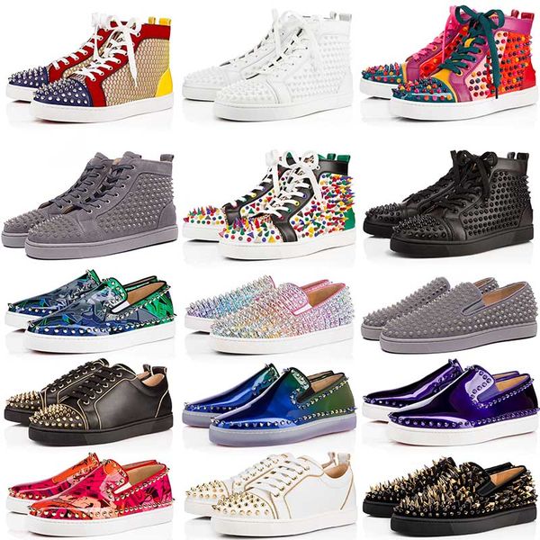 

new paris low high red bottom shoes women designer luxury mens fashion party lovers spike red bottoms heels womens crystal sneaker 35-46