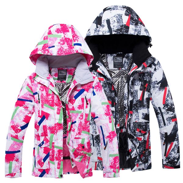 

lovers ski jacket men women color stripped snowboard jacket waterproof windproof ski winter warm coat snow