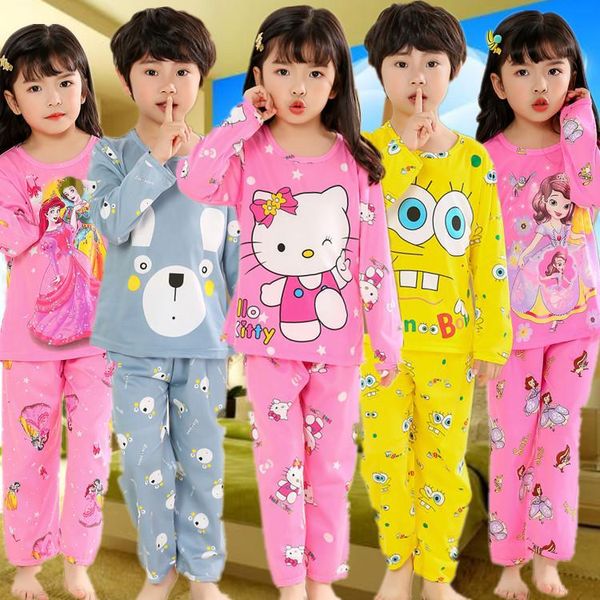 

ready stock children's baju tidur pajamas set baby girls cute sleepwear suit kids pyjamas cartoon home wear nightwear clothing, Blue;gray