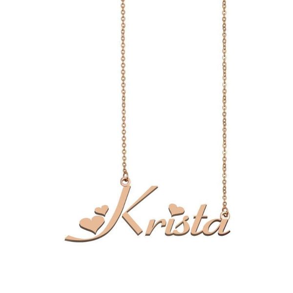 

krista name necklace custom personalized nameplate charms for women girls friends birthday wedding christmas gift, Silver