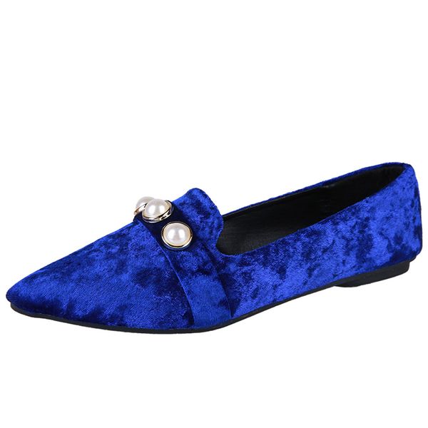 

women ladies slip on flat pointed shallow casual shoes solid fashion loafer female pearl pedal leisure flat shoes single, Black