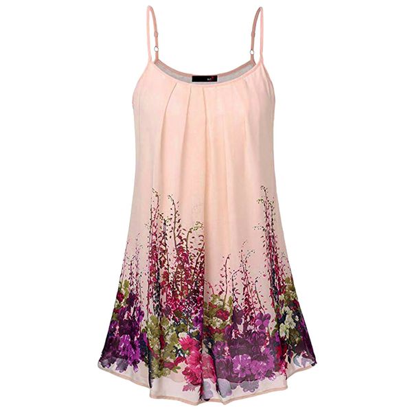 

jaycosin ladies summer women shirt sleeveless print vest tank casual fashion plus size comfortable female blouse, White
