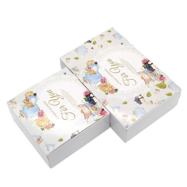 

100pcs british flower cupcake boxes gift packaging wedding party baking package vintage floral kraft paper cake box