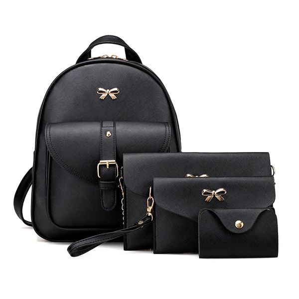 

maison fabre 4 sets backpack female pu leather school backpack schoolbag backpacks school bag shoulder bag