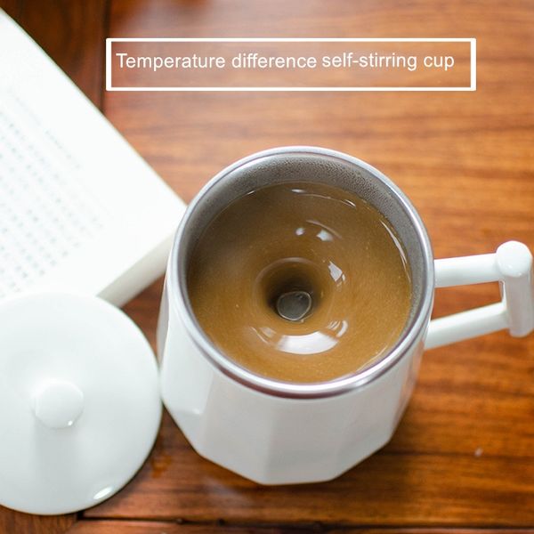 

self stirring mug no battery mixing coffee cup no charge auto spining white ceramic with fixed rotor