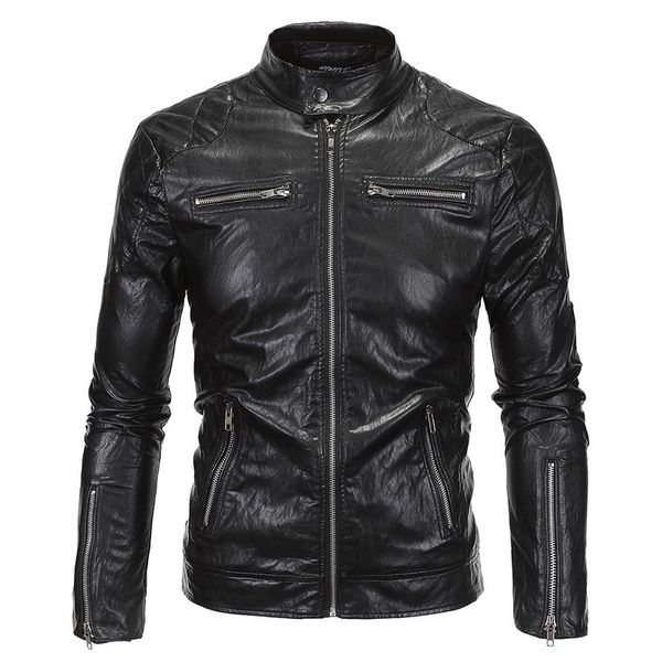 

oeak winter warm leather jacket men casual windbreaker mens motorcycle jacket fashion zipper patchwork male black jackets coat