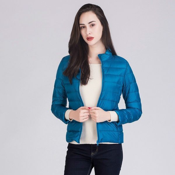 

aiweier] 2018 women's down jackets autumn winter short thin stand collar zipper over size female warm down coats garment, Black