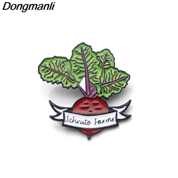 

p3551 dongmanli the office tv show schrute farms metal enamel pins and brooches for fashion lapel pin backpack bags badge gifts, Gray