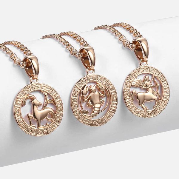 

12 zodiac sign constellations pendant necklace for women men 585 rose gold necklace male jewelry fashion birthday gifts gpm16a, Silver