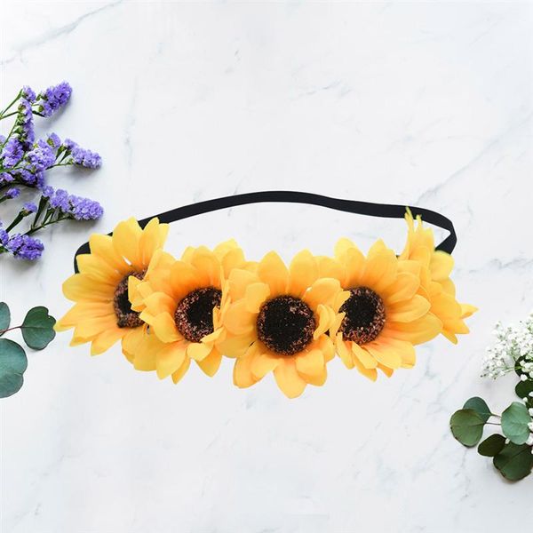 

2pcs simulated sunflower hair band rope binding belt sunflower headband romantic bride headdress delicate valentines gift