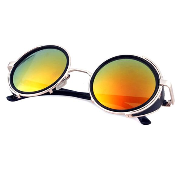 

steampunk sunglasses women round glasses goggles men side visor circle lens vintage retro style punk oculos, White;black