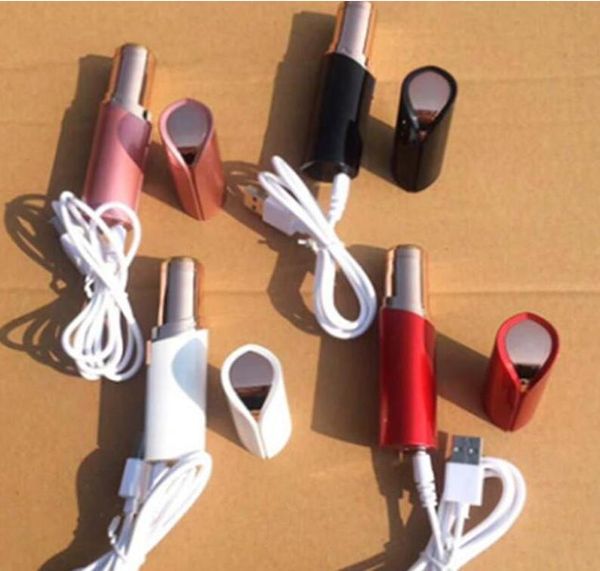 

USB Rechargeable Lipstick Facial Hair Remover Red Mini Portable Body Epilator 18K Gold Plated Women Painless Hair Removal