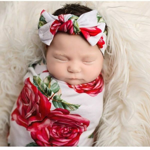 Новорожденные детские цветочные пеленки одеяла шлепают шлепающие наборы для спального мешка набор повязки