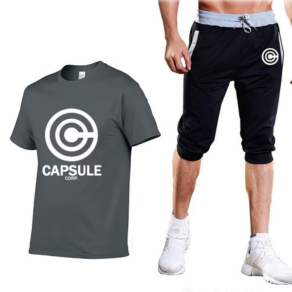 

new 2020 for z men men's corp. men's t-shirt solid color cotton crew neck t-shirt pants suit 2pcs
