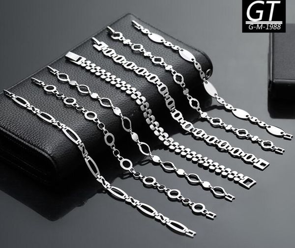 

оптовые много серебра типа нержавеющей стали люди звено цепь мода браслет браслет браслет ювелирные изделия панк подарки, Black