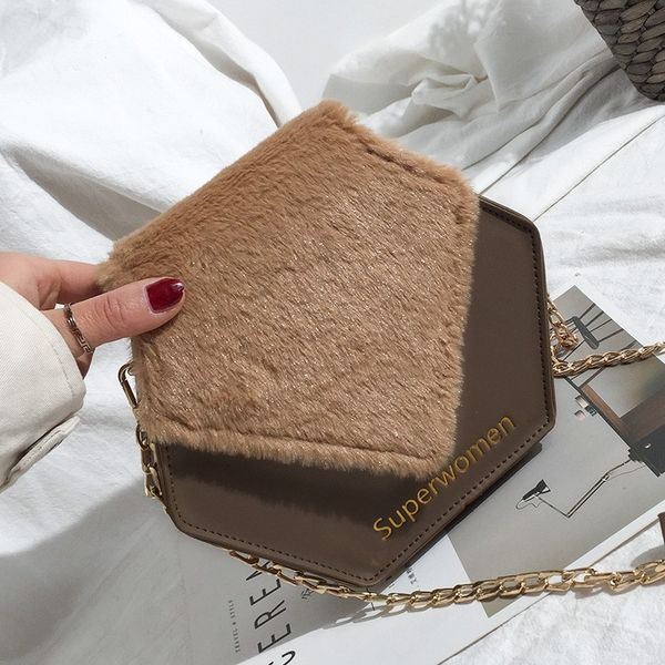 

plush chain small bag woman 2019 winter new pattern fashion girl shoulder satchel messenger clutch popular ladies crossbody tote