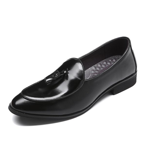 

men dress shoes handmade men loafers paty leather wedding shoes flats leather oxfords formal, Black